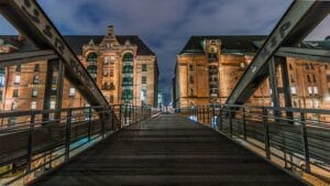 architecture, bridge, building, travel, city, speicherstadt, hamburg, urban landscape, historic house, house, bridge, building, city, house, casas.