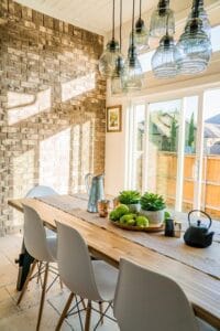 kitchen, interior, design, table, lamp, decor, cozinha interior.
